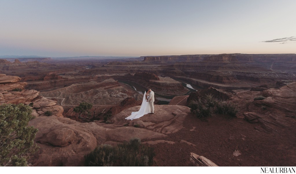 Bride and Groom at Dead Horse Point Utah Wedding