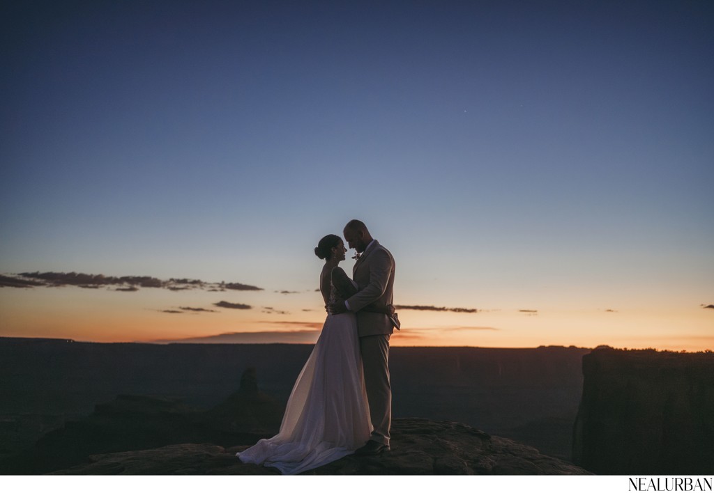 Blue Hour Bride and Groom Moab Desert