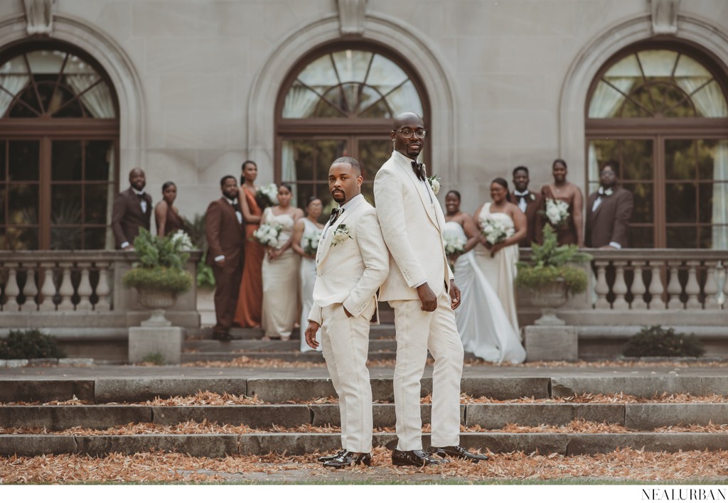 Grooms and Wedding Party at the Knox Mansion Buffalo