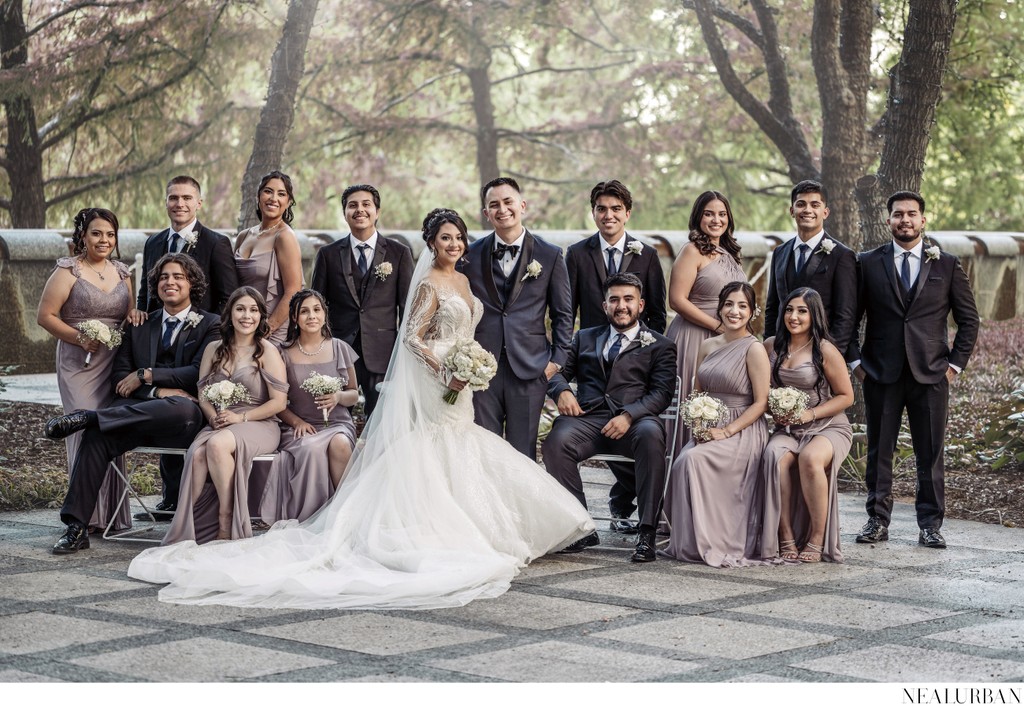 Wedding Party Outside of Cathedral Guadalupe Dallas