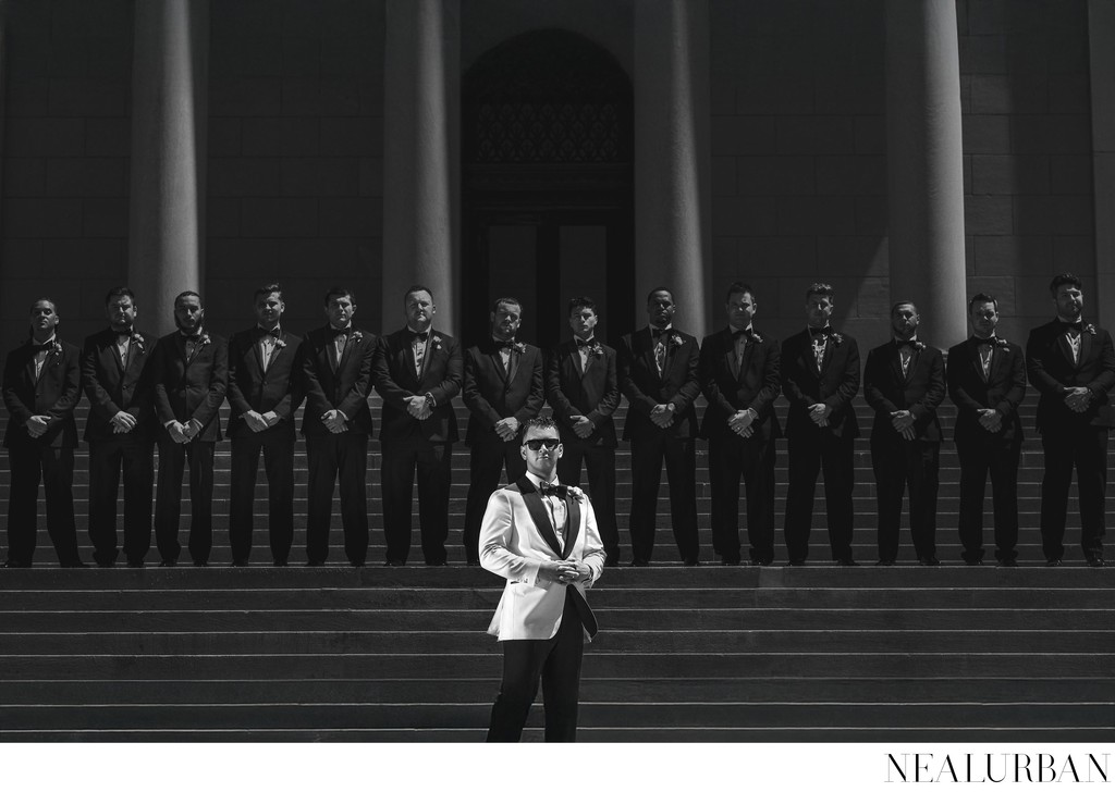 Groom with his Groomsmen on UB Campus