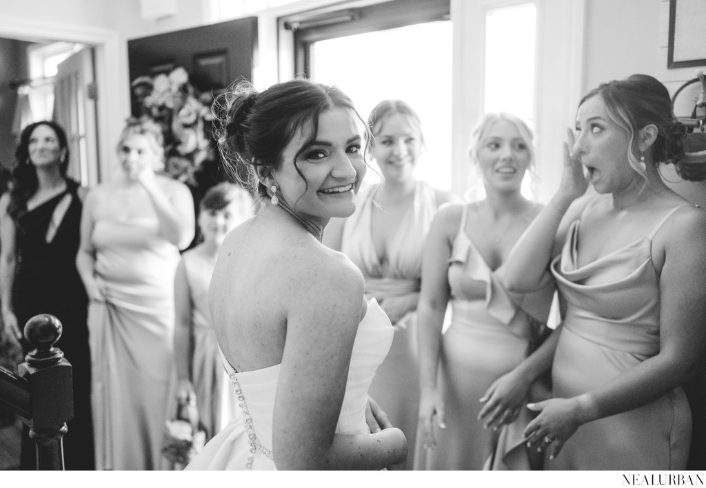 First look Moment with bride and bridesmaids