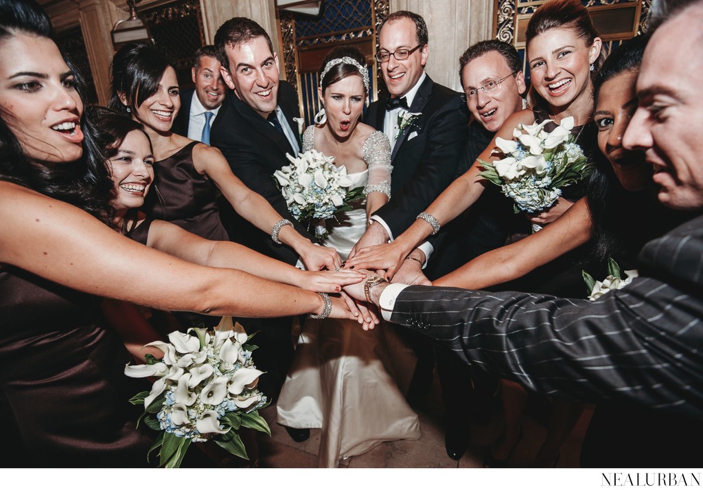 Wedding Party Huddle in NYC