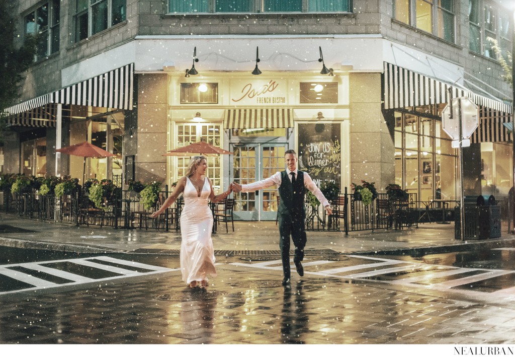 Bride and Groom at Isla Bistro Asheville NC