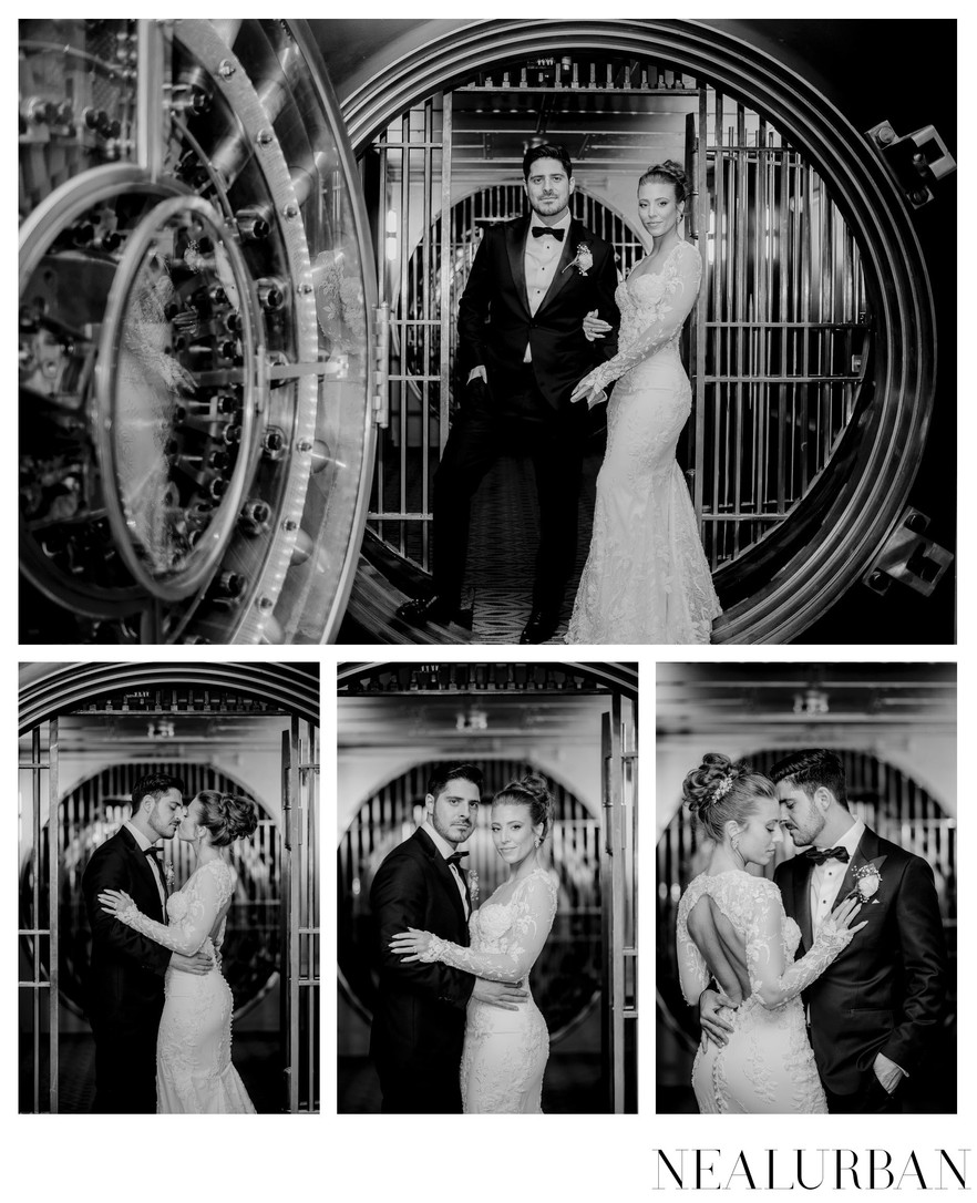 Admiral Room Bride and Groom in the Bank Vault