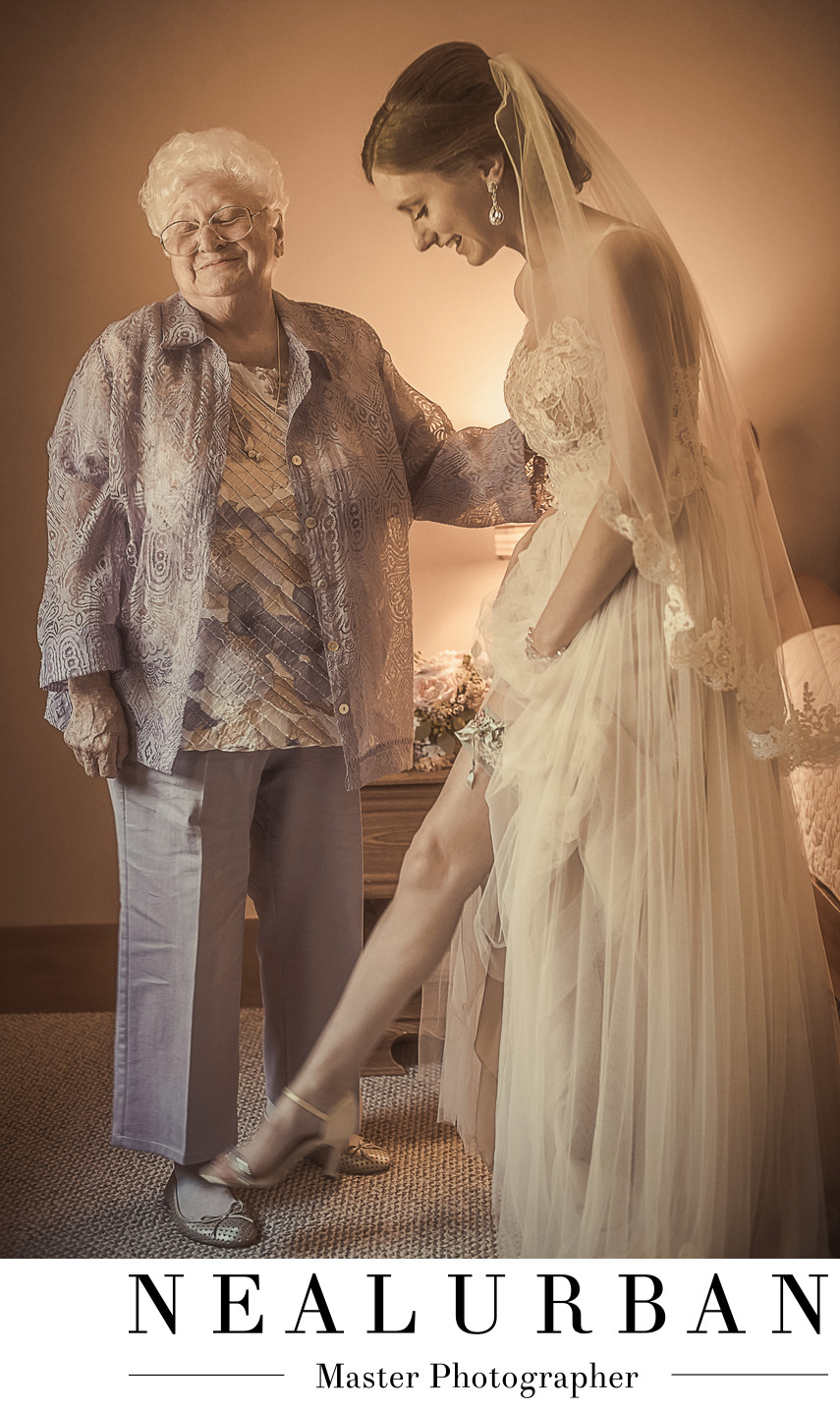 buffalo wedding bride and her grandmother garter lifestyle 