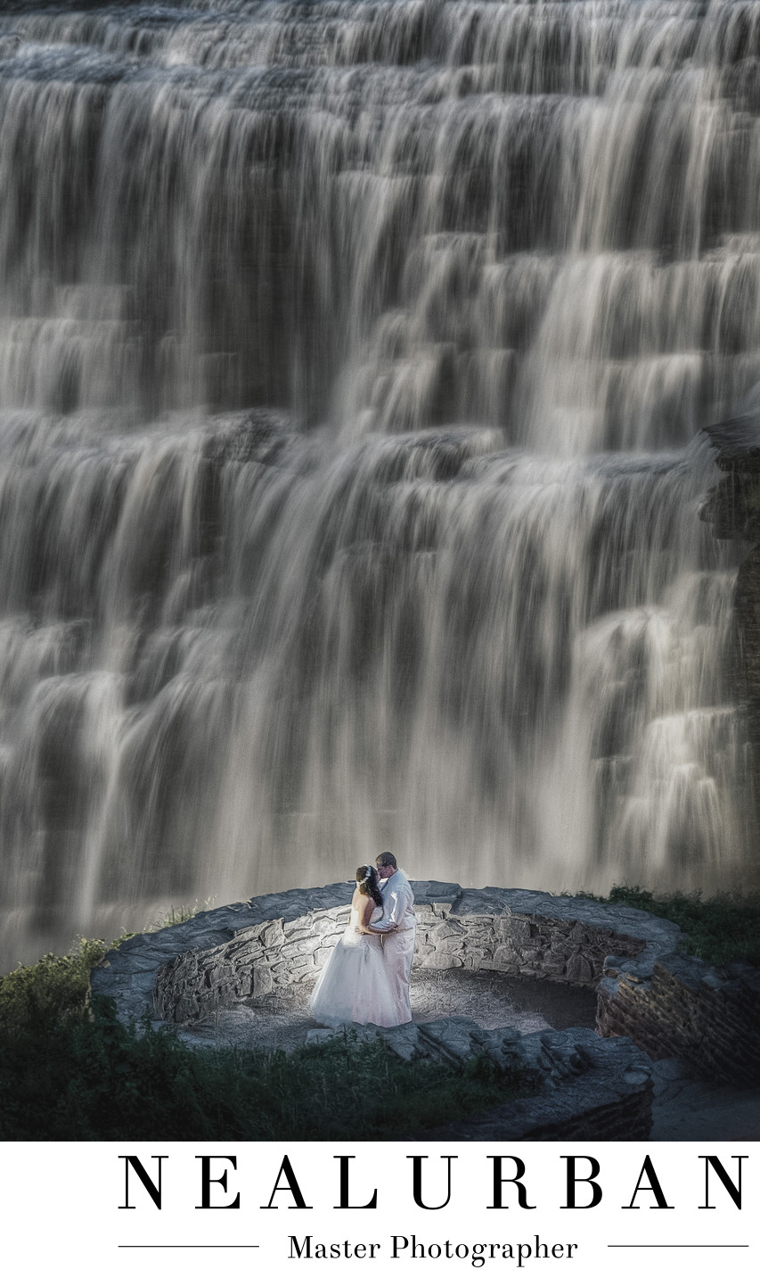 letchworth waterfall wedding photography location at night