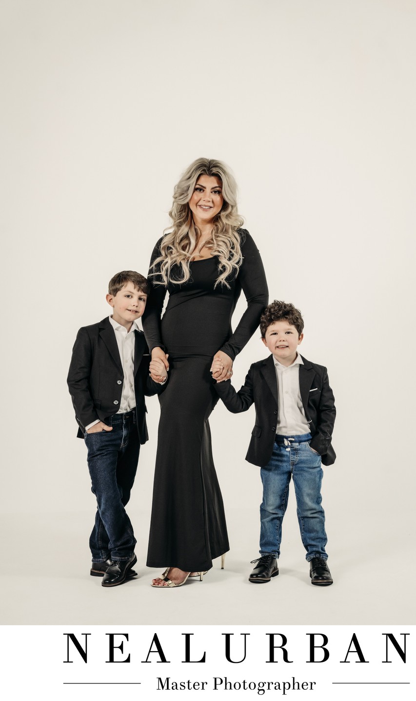 Mom & her boys in the studio for photos