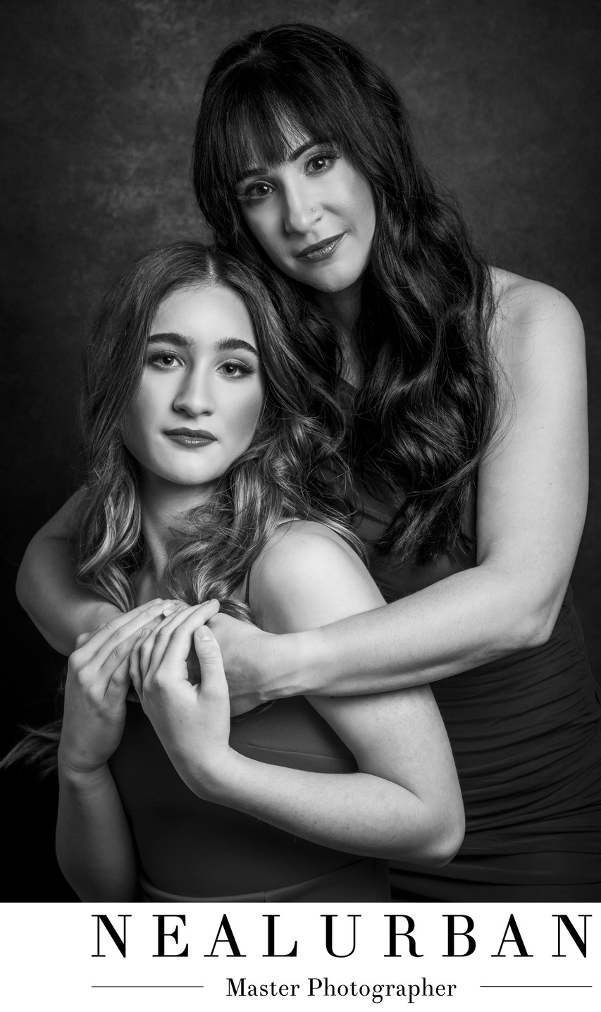 Black & White Mother Daughter Photo