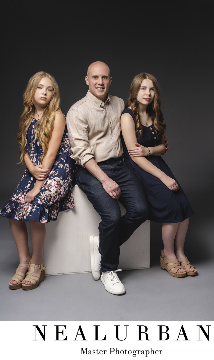 Dad and Daughters Studio Photos