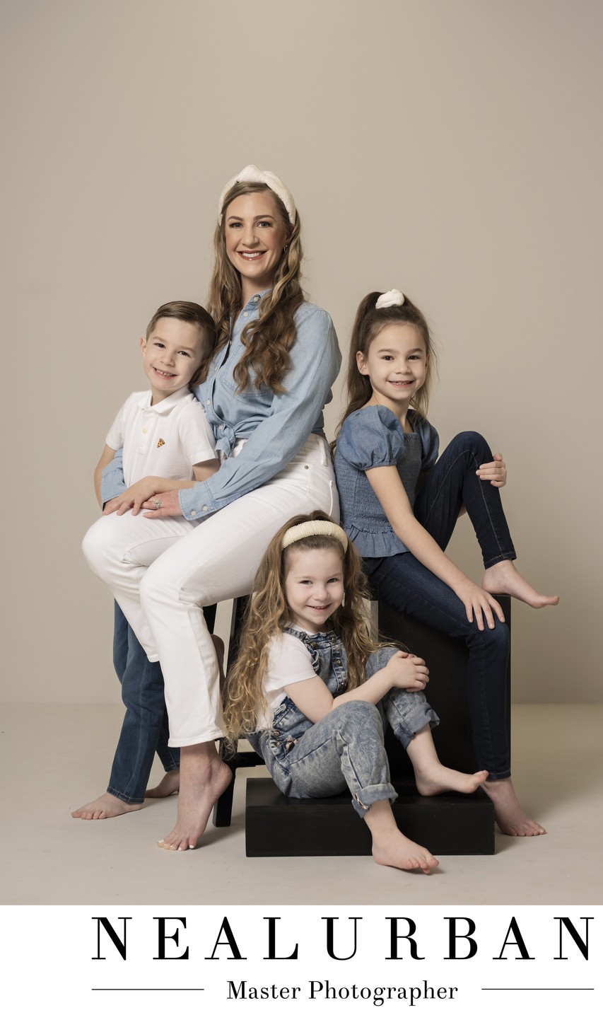 Family Photo wearing Denim in Studio