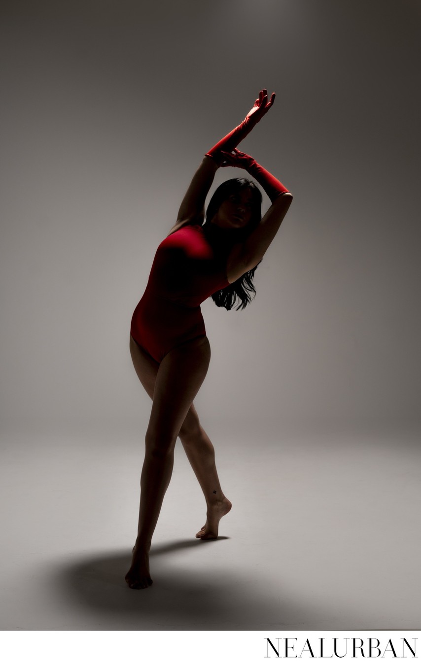 Red Silhouette Dance in Studio