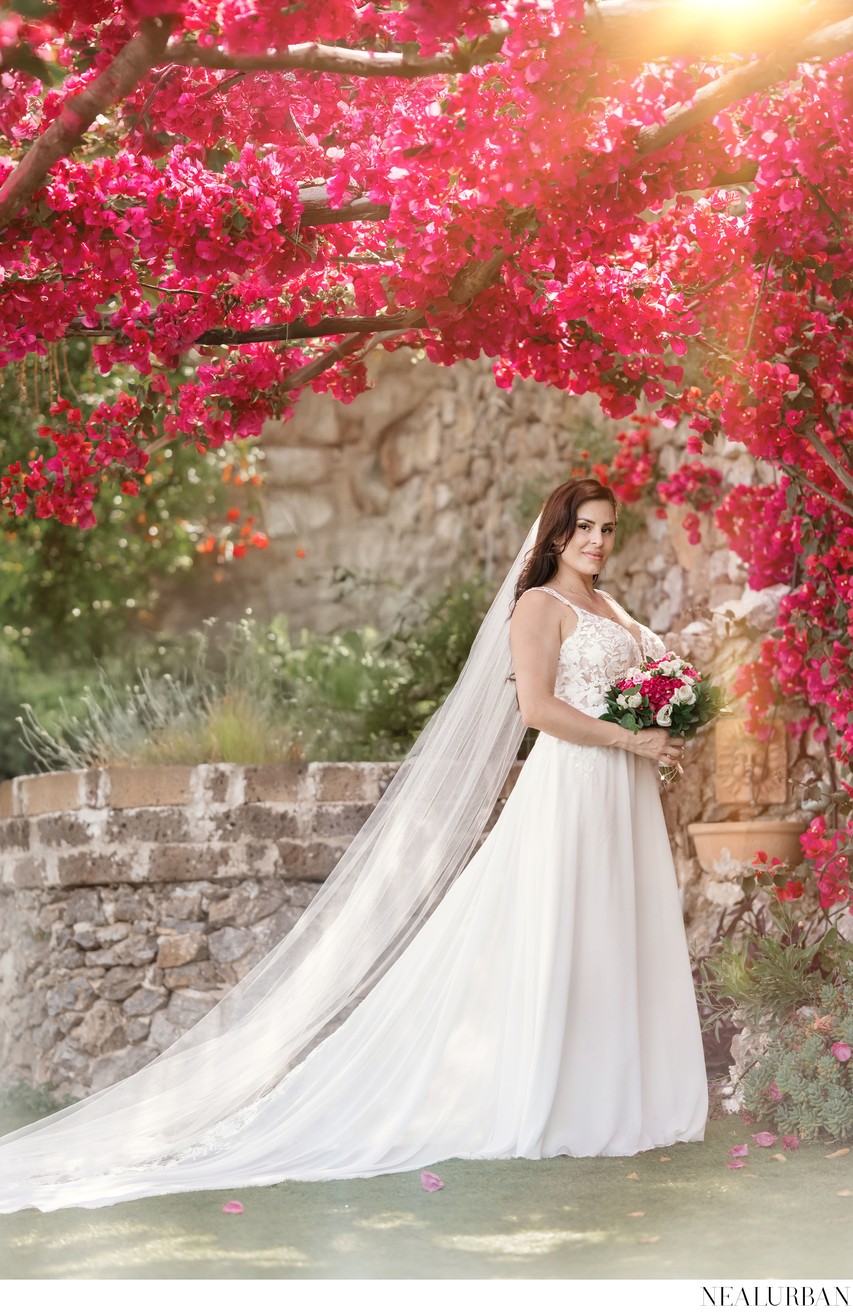 Flower Tunnel Bride at Villa Gioello Amalfi Coast Italy