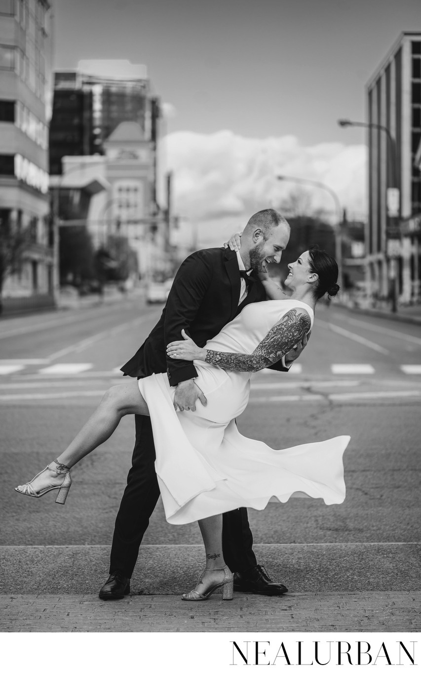 Engaged Couple at Niagara Square Buffalo NY