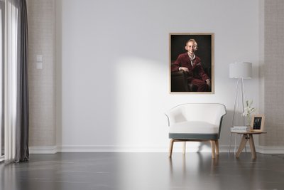 Mock up poster frame in living room..