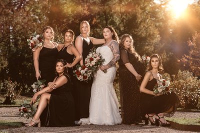 Bride and her Bridesmaids at the Rose Garden Buffalo