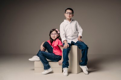 Brother & Sister Fun Studio Portraits