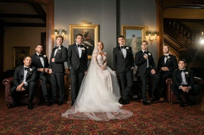 Bride and Groomsmen at the Buffalo Club Buffalo NY