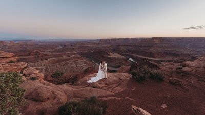 Bride and Groom at Dead Horse Point Utah Wedding