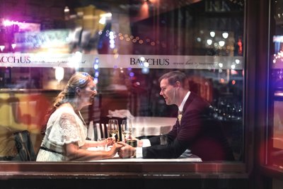 Bacchus Restaurant Bride and Groom