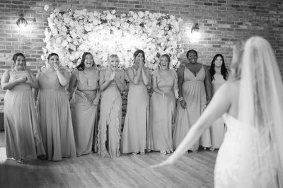 Bride's First Look with her Bridesmaids Wurlitzer Event