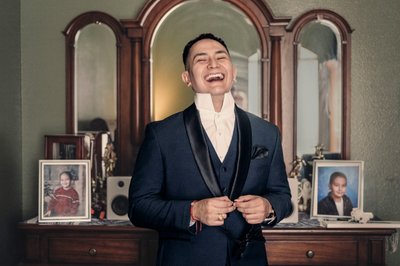 Groom Portraits in Childhood Home Dallas TX