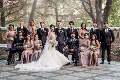 Wedding Party Outside of Cathedral Guadalupe Dallas