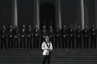 Groom with his Groomsmen on UB Campus