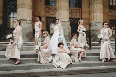 Bride & Bridesmaids at Buffalo City Hall