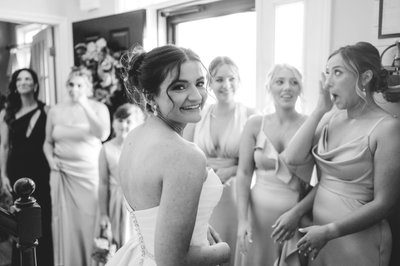 First look Moment with bride and bridesmaids