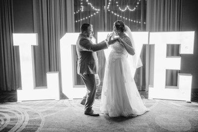 Bride and Groom & Love Sign Double Tree Niagara Falls