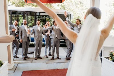 Bride First Look with the Groomsmen 