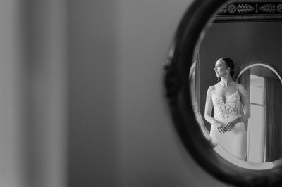 Bride in the Mirror at Athenaeum Hotel Chautauqua NY