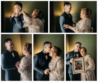 Dallas TX Wedding Groom with Mother of Groom