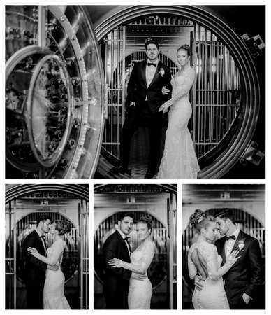 Admiral Room Bride and Groom in the Bank Vault