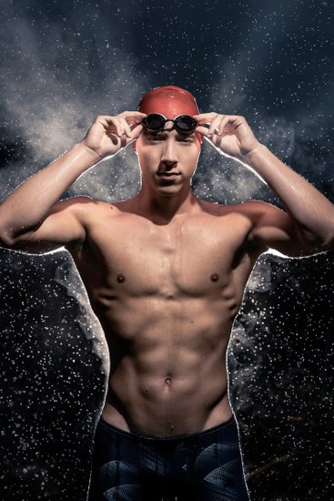 High School Swimmer Dramatic Photo Session
