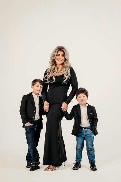 Mom & her boys in the studio for photos