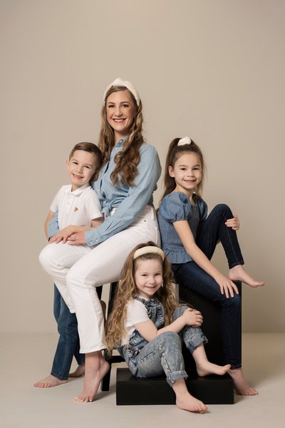 Family Photo wearing Denim in Studio