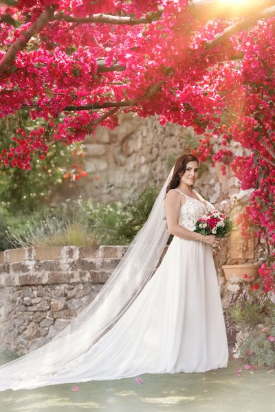 Flower Tunnel Bride at Villa Gioello Amalfi Coast Italy