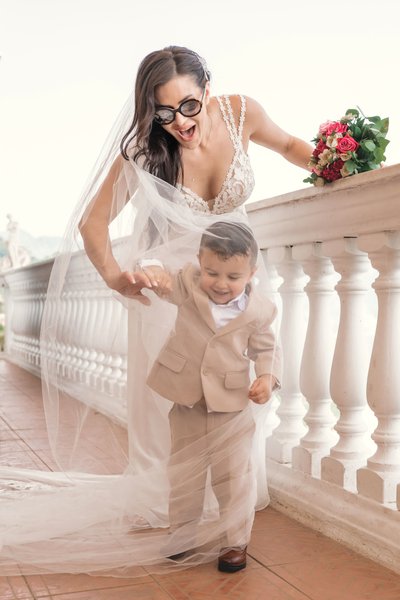 Amalfi Coast Wedding Bride and her Son 