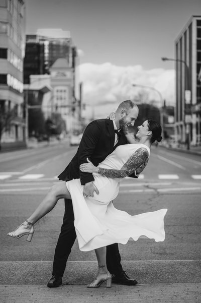 Engaged Couple at Niagara Square Buffalo NY