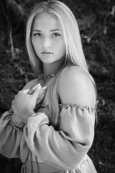 Black & White High School Senior Headshot