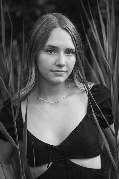 Senior Headshot in Tall Grass