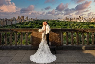 Bride & Groom At the Terrace of New York Athletic Club 
