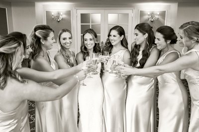 New York Athletic Club Wedding Champagne With Bridesmaids