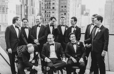 New York Athletic Club Wedding Groomsmen Laughing
