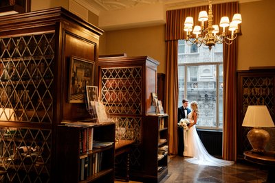 New York Athletic Club Wedding Bride & Groom Library