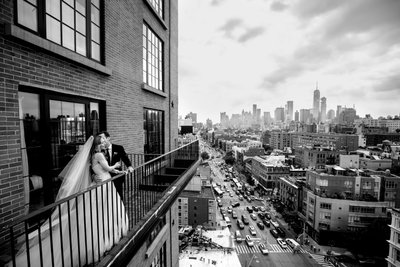 Bowery Hotel Wedding - bride & groom at the terrace 