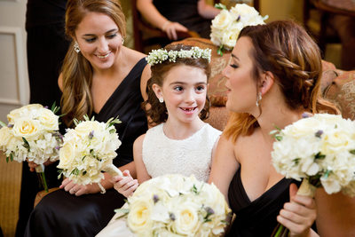 Flower Girl and Bridesmaids with flowers