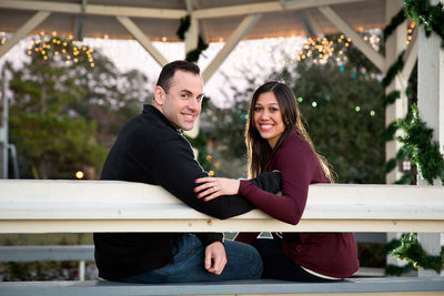 Engagment portrait gazebo Mandeville Lakefront LA
